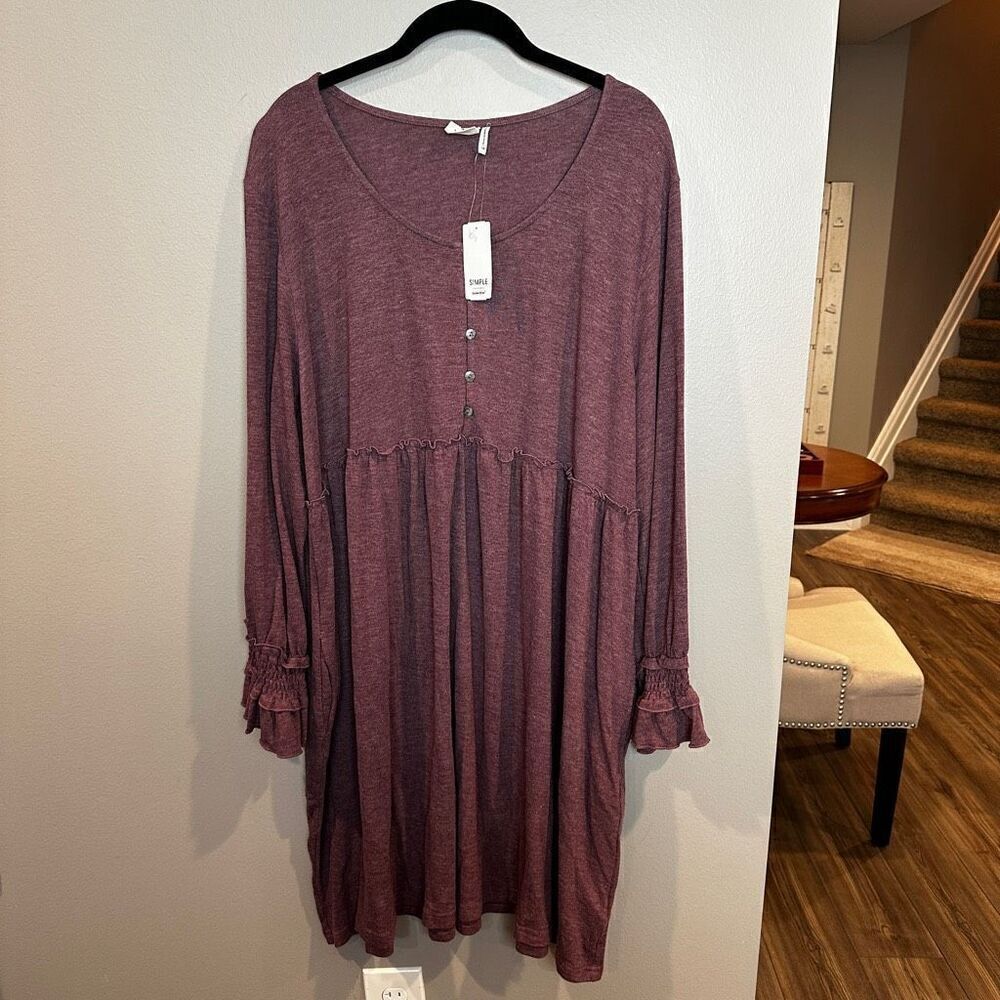 SIMPLE 3X Long Sleeve Dress